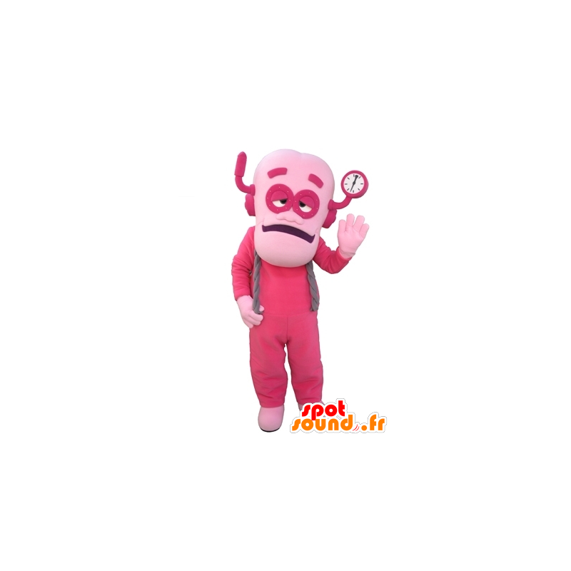 Maskotman, rosa klädd rosa robot - Spotsound maskot