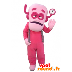 Homem mascote, vestida de rosa rosa robô - MASFR031646 - Mascotes homem