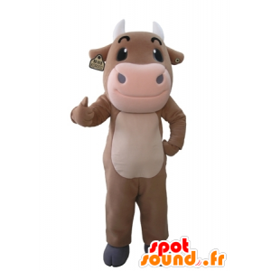 Marrone e rosa mucca mascotte gigante - MASFR031647 - Mucca mascotte