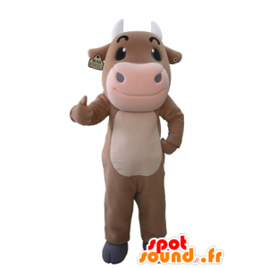 Olbrzym brązowy i różowy krowa maskotka - MASFR031647 - Maskotki krowa