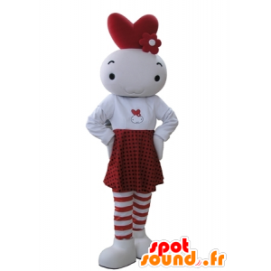 Sneeuwman mascotte, wit en rood kindje - MASFR031649 - man Mascottes