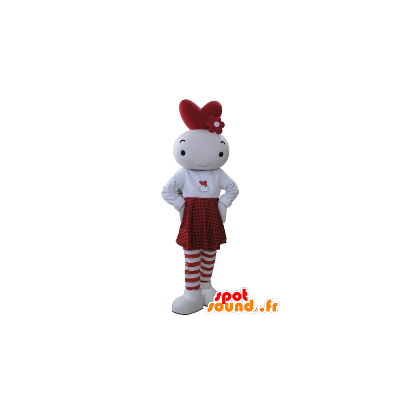 Pupazzo mascotte, bianco e rosso bambino - MASFR031649 - Umani mascotte
