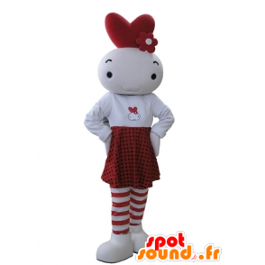 Snögubbe maskot, vit och röd baby docka - Spotsound maskot