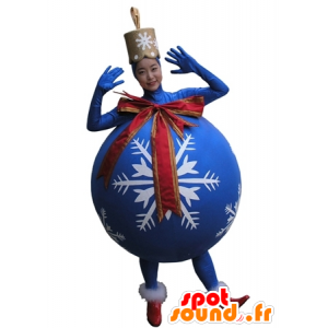 Gigante azul mascota de la bola del árbol de navidad - MASFR031651 - Mascotas de objetos