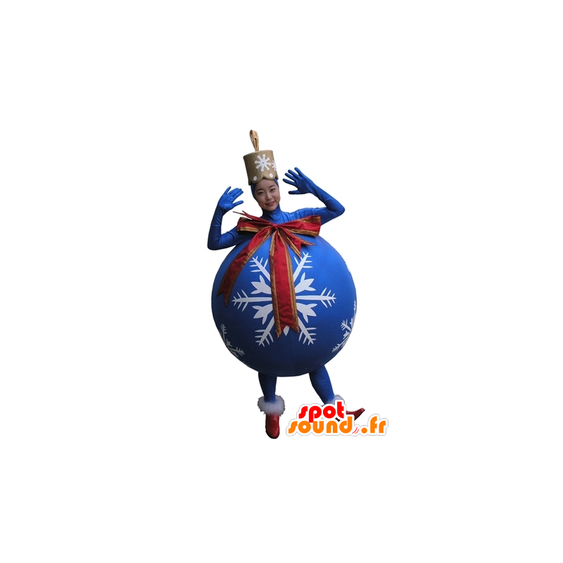 Blu gigante palla di albero di Natale mascotte - MASFR031651 - Mascotte di oggetti