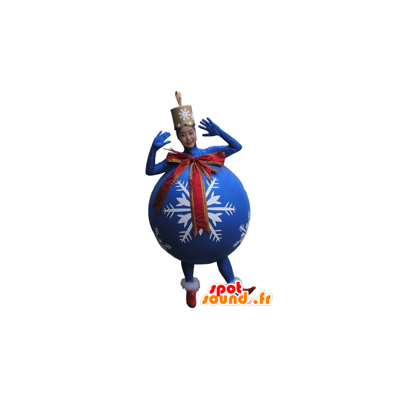 Mascotte de boule de sapin de Noël bleue géante - MASFR031651 - Mascottes d'objets