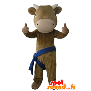 Marrone e beige mucca mascotte, gigante e molto realistico - MASFR031653 - Mucca mascotte