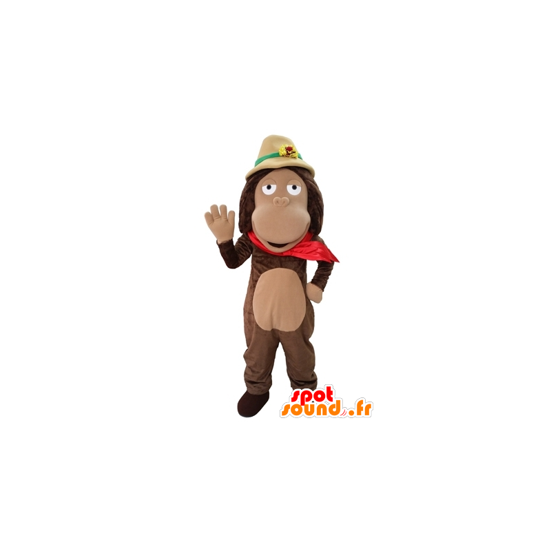 Brown monkey mascot with an explorer hat - MASFR031654 - Mascots monkey