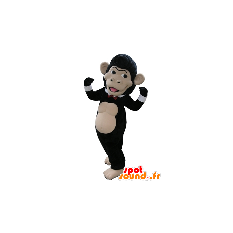 Black and beige monkey mascot with a bow tie - MASFR031656 - Mascots monkey