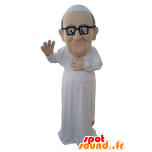 Mascotte du Pape en tenue religieuse blanche - MASFR031659 - Mascottes Humaines