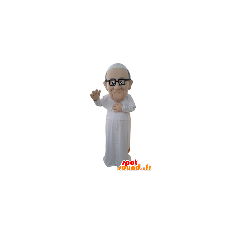 Mascotte du Pape en tenue religieuse blanche - MASFR031659 - Mascottes Humaines