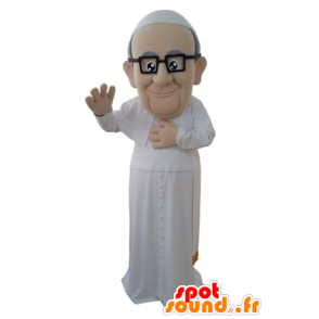 Ο Πάπας λευκή καλόγρια στολή μασκότ - MASFR031659 - Ανθρώπινα Μασκότ