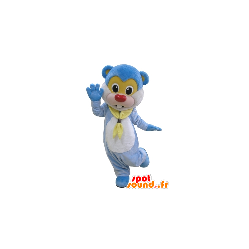 Blue teddy bear mascot, giant beaver and cute - MASFR031660 - Bear mascot