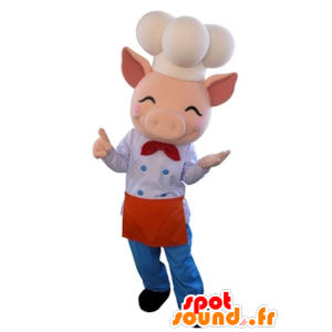 Mascotte maiale rosa, vestito in chef - MASFR031662 - Maiale mascotte