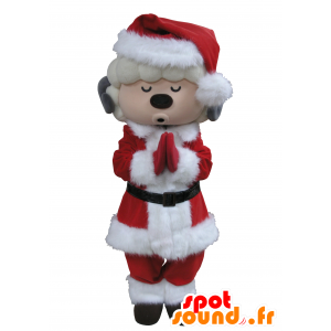 Mascot cabra branca e cinza roupa de Papai Noel - MASFR031663 - Mascotes e Cabras Goats