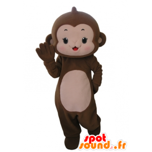 Mascote marrom macaco e rosa, muito bonito - MASFR031665 - macaco Mascotes