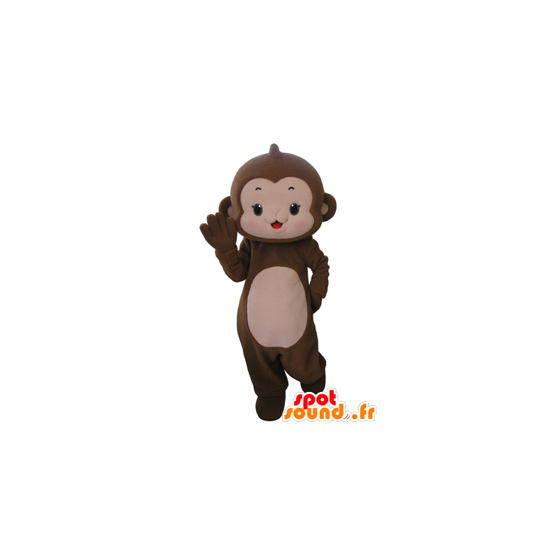 Affe Maskottchen braun und rosa, sehr nett - MASFR031665 - Maskottchen monkey