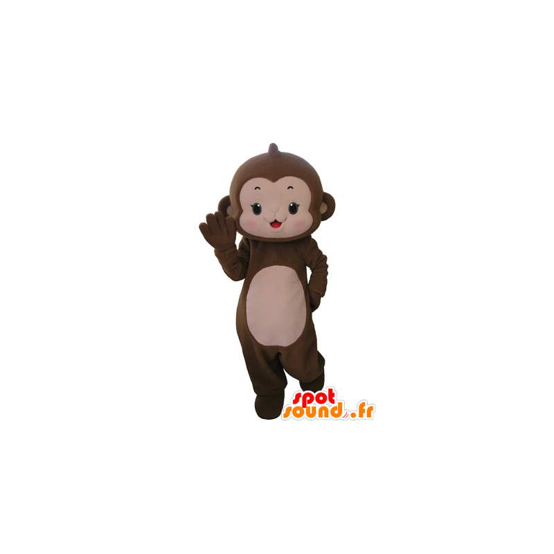 Mascotte de singe marron et rose, très mignon - MASFR031665 - Mascottes Singe