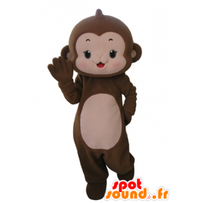 Affe Maskottchen braun und rosa, sehr nett - MASFR031665 - Maskottchen monkey