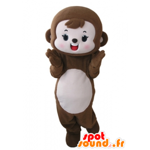 Mascote marrom macaco e rosa, bonito e agradável - MASFR031667 - macaco Mascotes