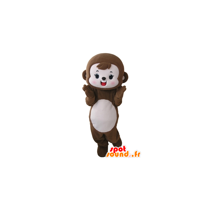 Mascotte de singe marron et rose, mignon et attendrissant - MASFR031667 - Mascottes Singe