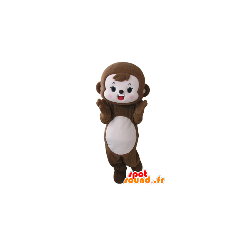 Mascote marrom macaco e rosa, bonito e agradável - MASFR031667 - macaco Mascotes