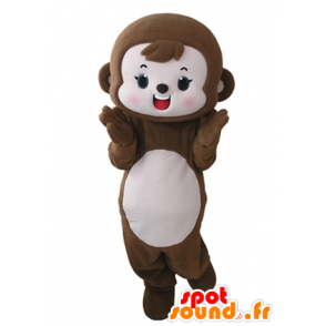 Mascotte de singe marron et rose, mignon et attendrissant - MASFR031667 - Mascottes Singe