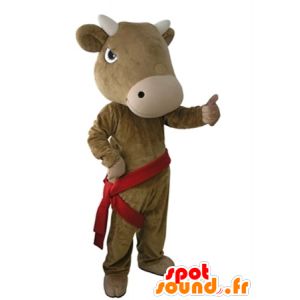 Brązowa krowa maskotka, gigantyczny i bardzo realistyczny - MASFR031668 - Maskotki krowa