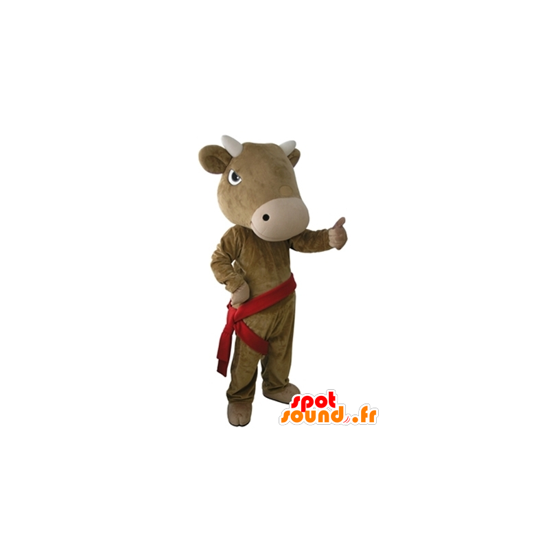 Mascota de vaca marrón, gigante y muy realista - MASFR031668 - Vaca de la mascota
