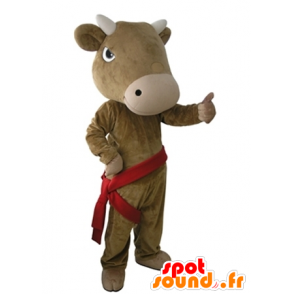 Hnědý krávou maskot, obří a velmi realistický - MASFR031668 - kráva Maskoti