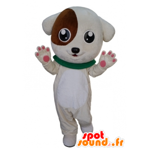 Hvid og brun hvalpemaskot, sød og sød - Spotsound maskot kostume