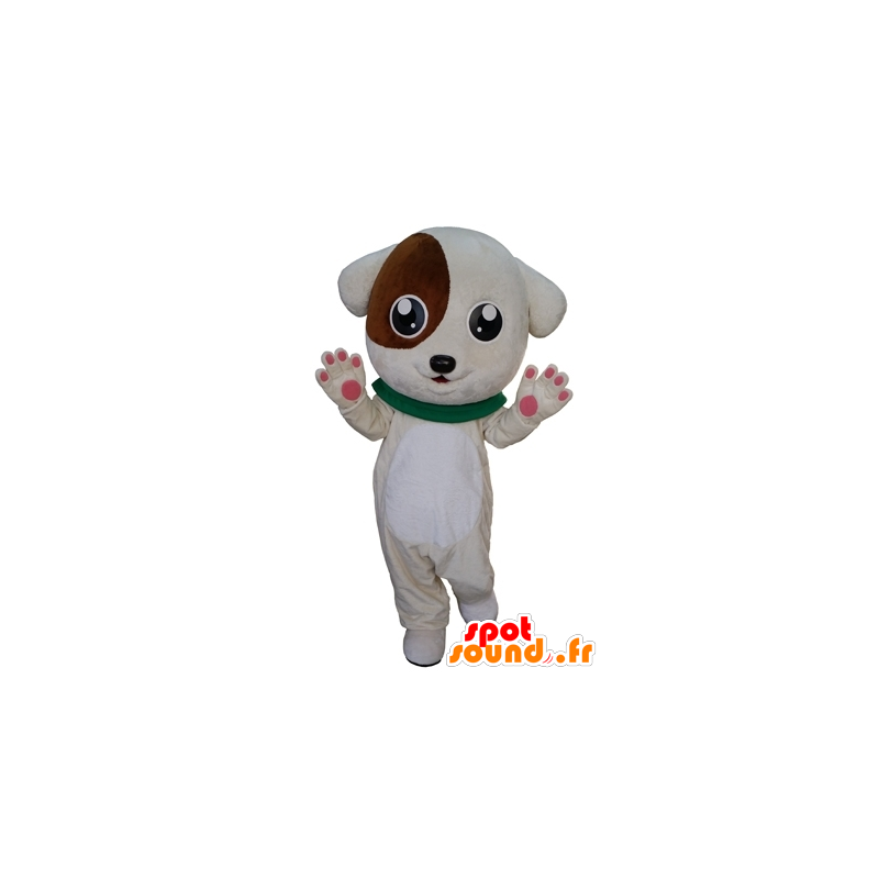 Mascot marrom e filhote de cachorro branco, bonito e doce - MASFR031669 - Mascotes cão