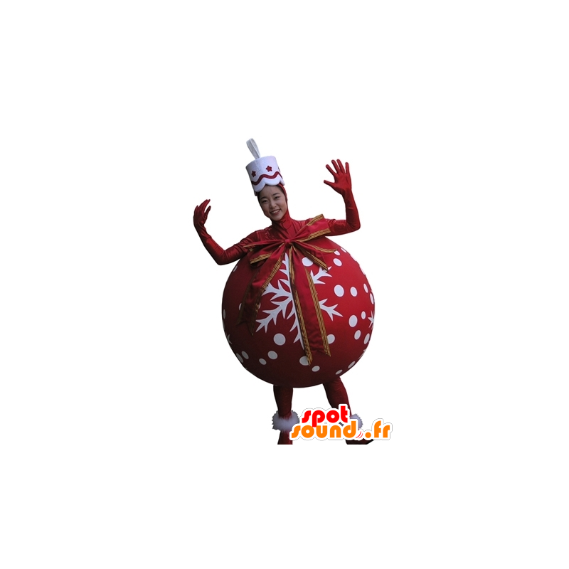 Mascotte de boule de sapin de Noël rouge, géante - MASFR031670 - Mascottes d'objets