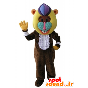 Mascotte de singe, de babouin marron avec une tête colorée - MASFR031672 - Mascottes Singe