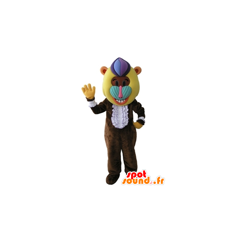 Mascotte de singe, de babouin marron avec une tête colorée - MASFR031672 - Mascottes Singe