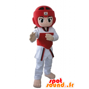 Taekwendoka mascotte, vestita di taekwondo - MASFR031674 - Ragazze e ragazzi di mascotte