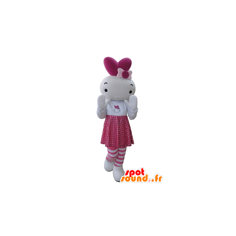 Boneca mascote, rosa e coelho branco - MASFR031675 - coelhos mascote