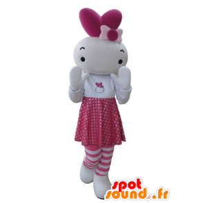 Mascot dukke, rosa og hvit kanin - MASFR031675 - Mascot kaniner