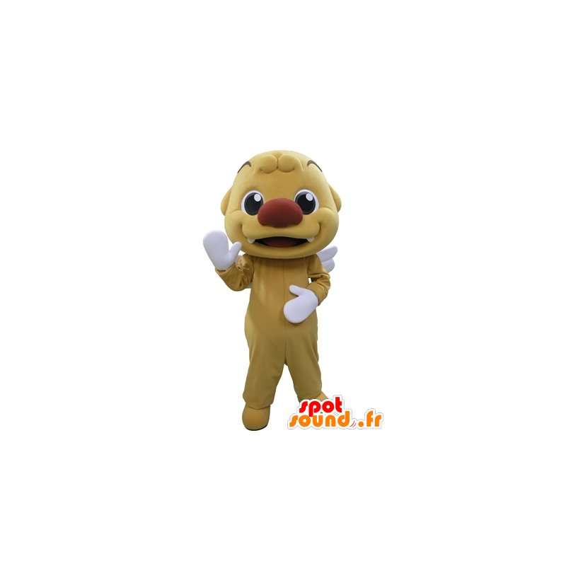 Mascotte de bonhomme jaune, très souriant, avec des ailes - MASFR031678 - Mascottes Homme