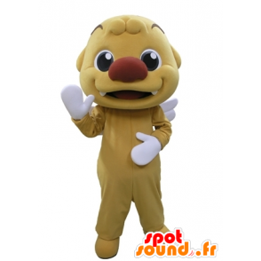 Yellow snowman mascot, cheerful, with wings - MASFR031678 - Human mascots
