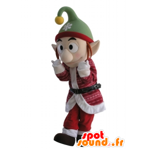 Kabouter mascotte Kerst outfit met puntige oren - MASFR031679 - Kerstmis Mascottes