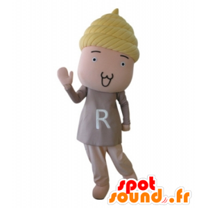 Mascot vauva, vaaleanpunainen nukke keltainen tukka - MASFR031680 - Mascottes d'objets
