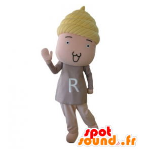 Mascot baby, roze pop met geel haar - MASFR031680 - mascottes objecten