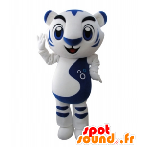 Mascotte bianco e blu tigre, un grande successo - MASFR031681 - Mascotte tigre