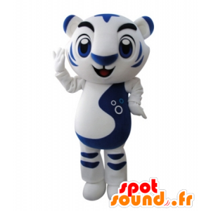 Mascot wit en blauw tijger, zeer succesvol - MASFR031681 - Tiger Mascottes