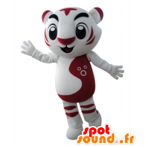 Mascotte de tigre blanc et rouge, très réussi - MASFR031682 - Mascottes Tigre