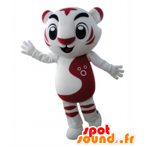 Maskot vit och röd tiger, mycket framgångsrik - Spotsound maskot