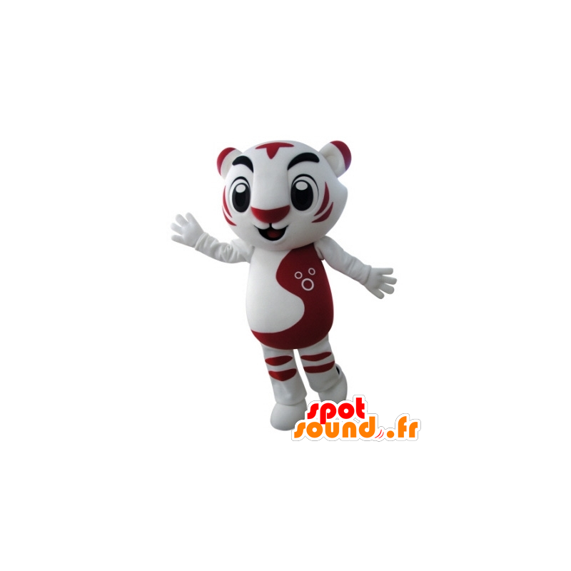 Mascote tigre vermelho e branco, muito bem sucedida - MASFR031682 - Tiger Mascotes