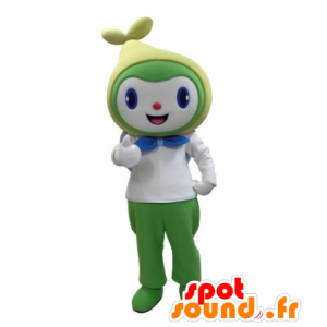 Groen en wit glimlachende sneeuwman mascotte - MASFR031688 - man Mascottes