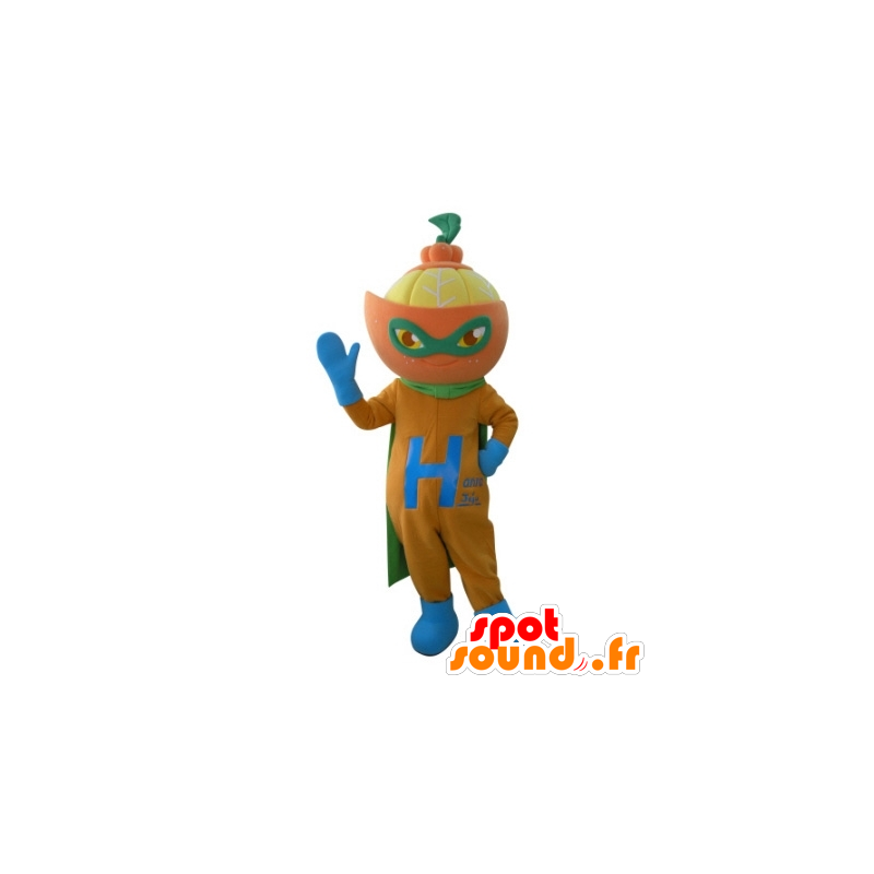 Mandarin mascotte in superheld kledij - MASFR031693 - superheld mascotte